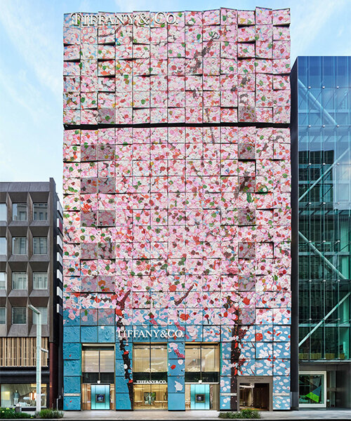 damien hirst enlivens tiffany & co. ginza flagship by kengo kuma with 'blossoming' facade art