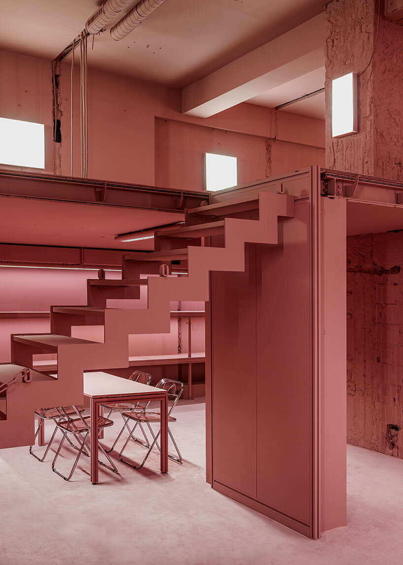 vibrant shades of pink clad paris texas showroom by studioboom in milan
