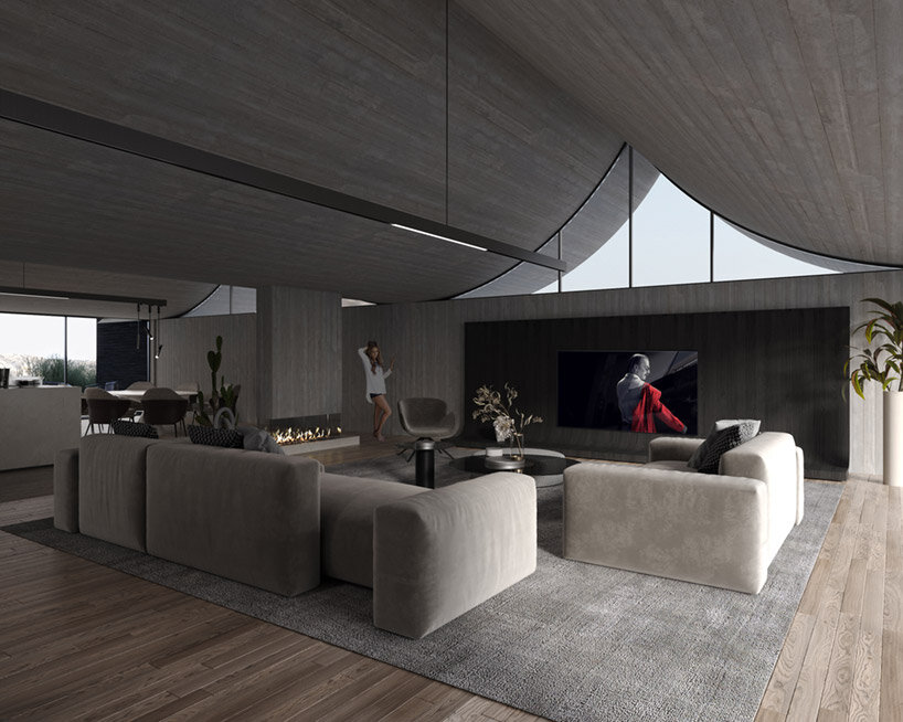 wafai tops this unique concept home with an array of flipped vaults