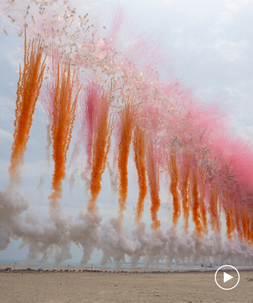 japan's first daytime fireworks by cai guo-qiang & saint laurent cast bold hues in the sky