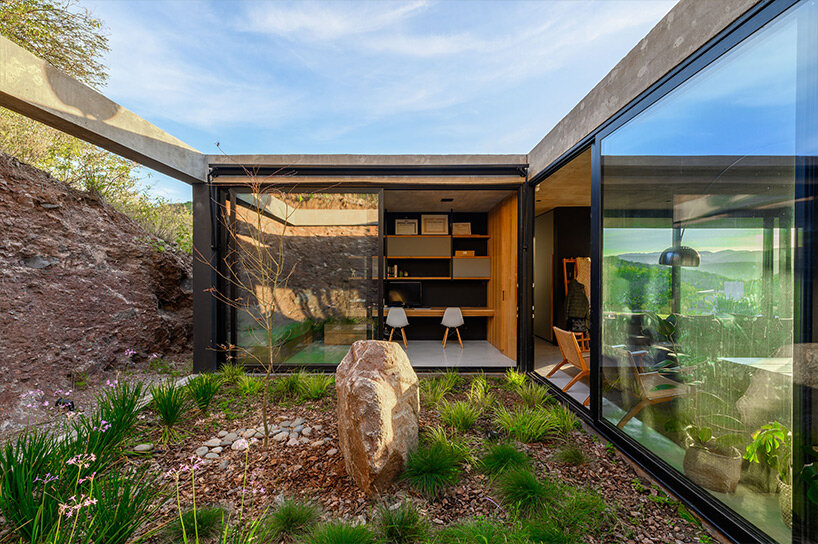L-shaped family retreat by arpon arquitectura in argentina fosters social gatherings