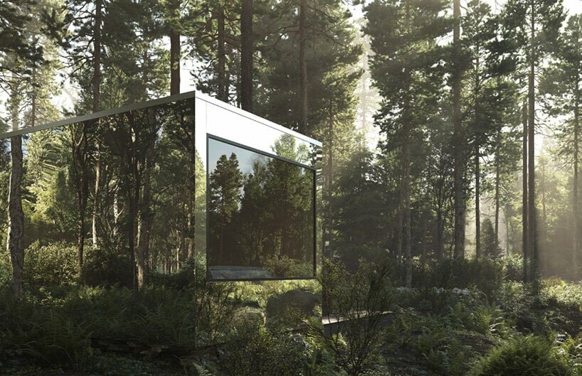 into the woods or out in the desert, how cabins employ unique forms to blend into nature
