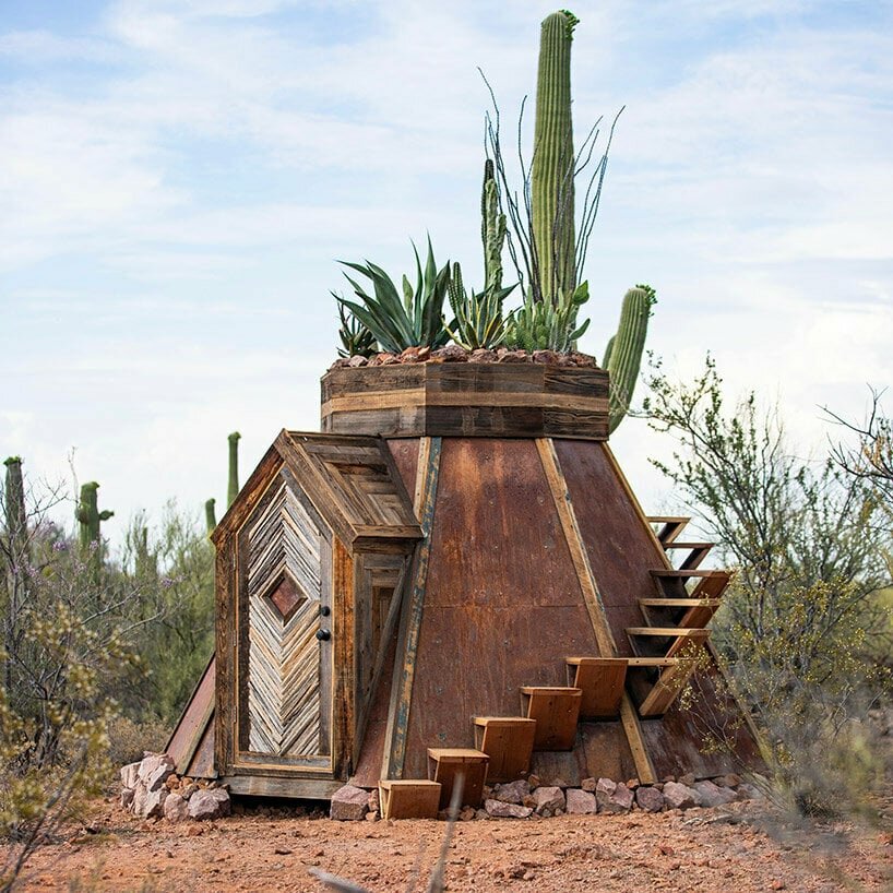 into the woods or out in the desert, how cabins employ unique forms to blend into nature