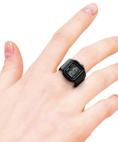 fully functional miniature casio watch rings are small enough to fit around fingers