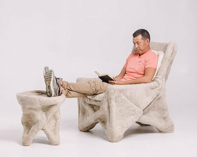 daniyar uderbekov's biodegradable felt armchair draws on nomadic lifestyles and kazakh yurt