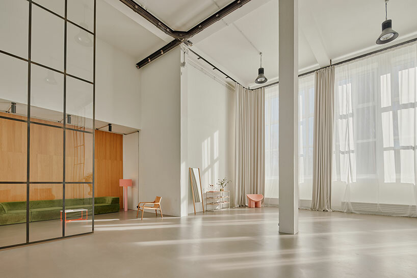 step inside the minimalist interior of hamburg-based kju.studio, captured by david altrath