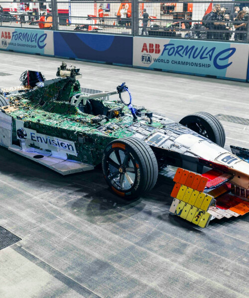 formula E team builds first racing car made entirely of discarded electronics, vapes & phones