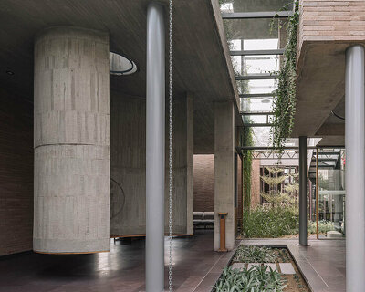 earth brick meets exposed concrete at the nature-infused 'jungalow 2' house in india
