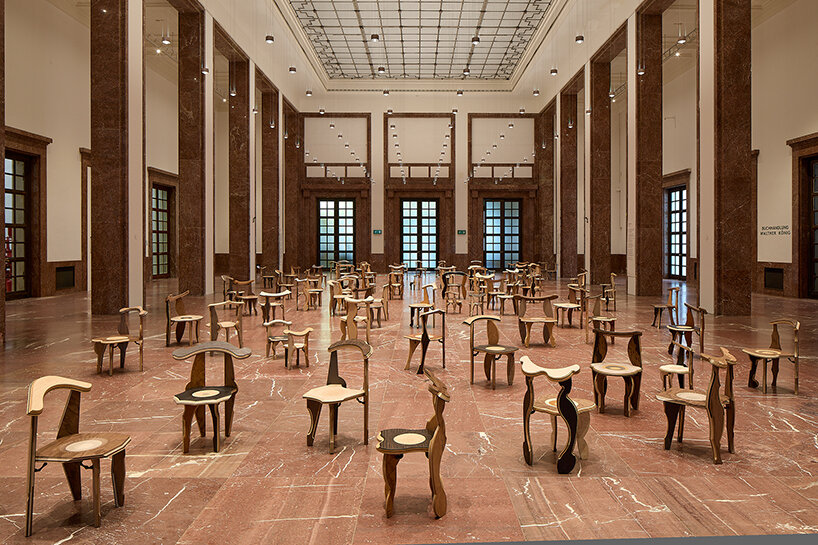 martino gamper's sitzung chairs turn haus der kunst museum into a playful social space