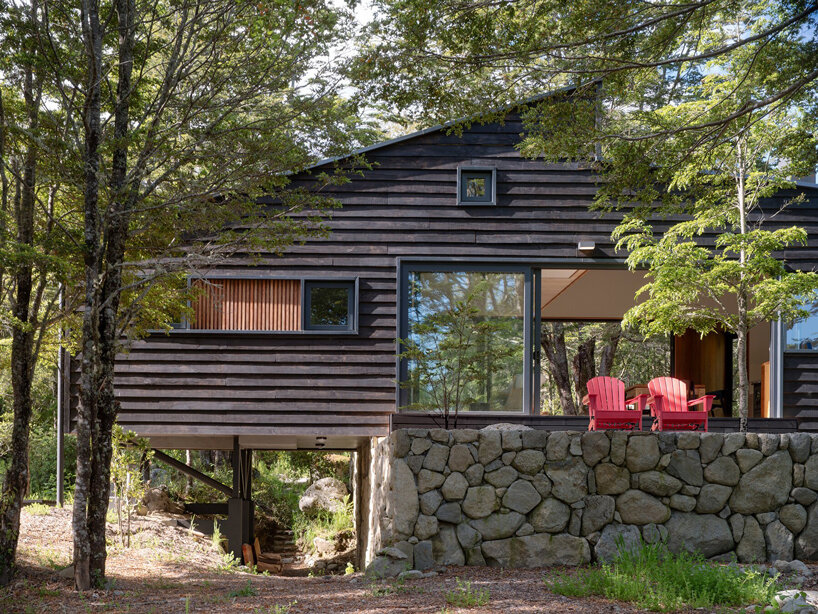 into the woods or out in the desert, how cabins employ unique forms to blend into nature
