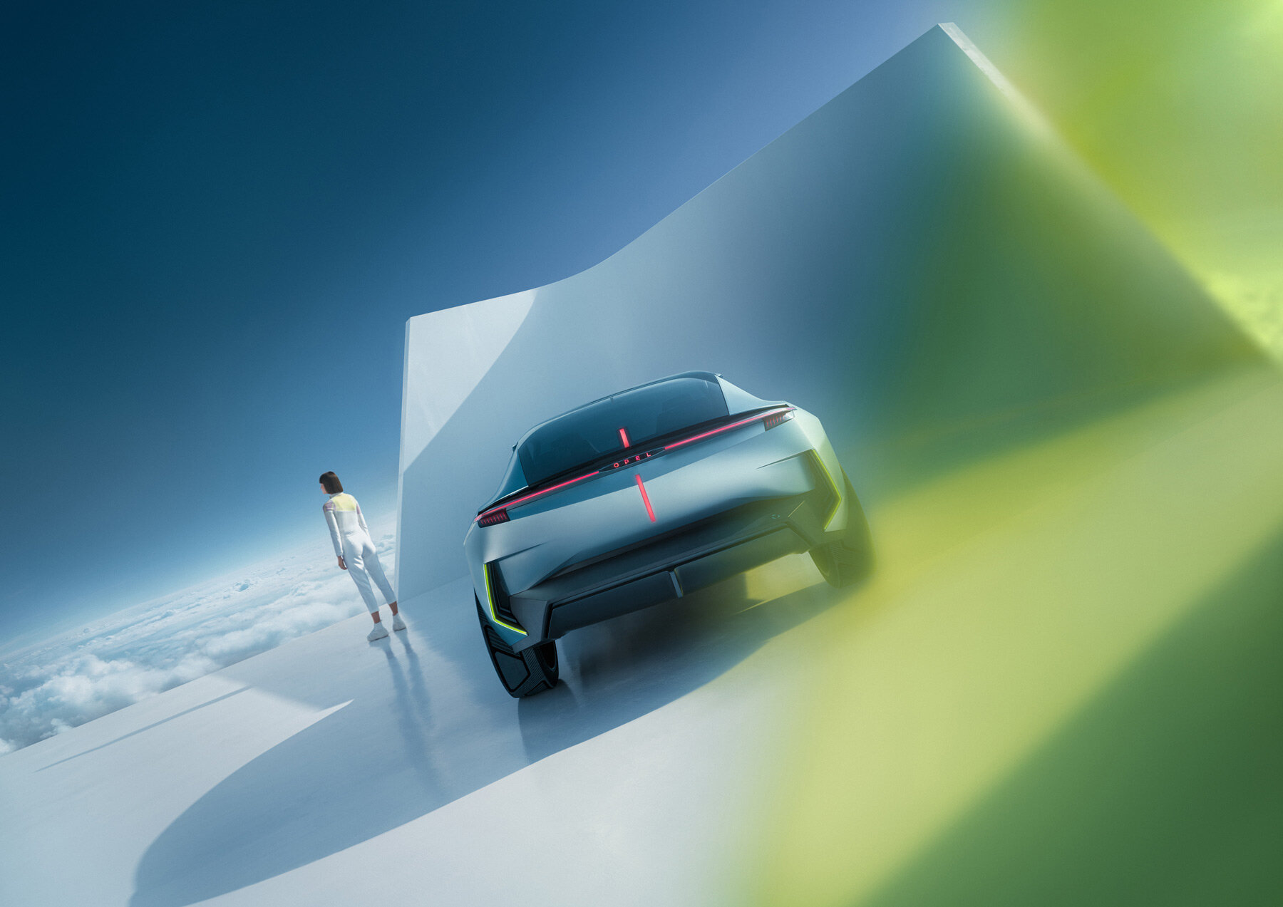 opel introduces streamlined electric car concept with foldable