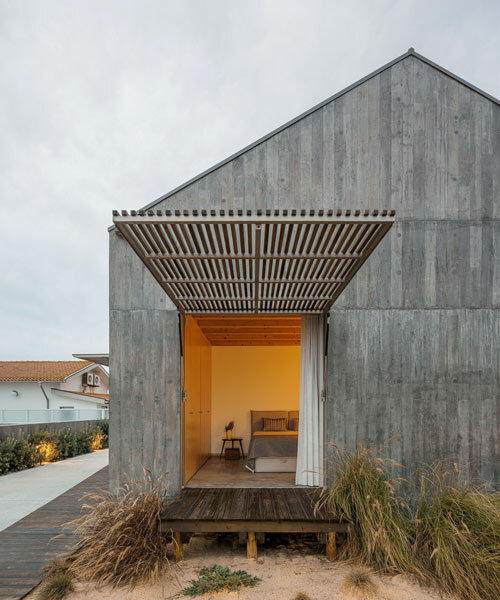 pedro henrique's palheiro beach house disguises solid concrete as wood