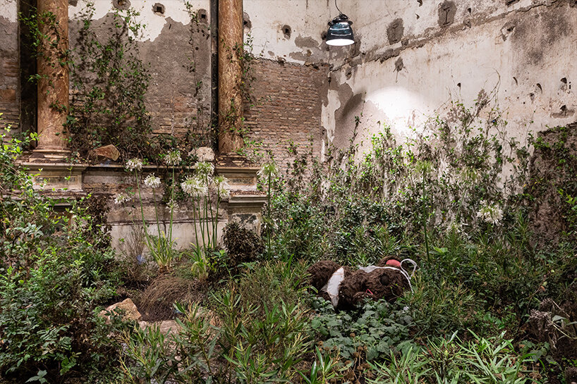 precious okoyomon adorns ancient roman church with poisonous flowers & black butterflies