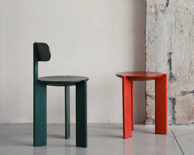 moritz putzier crafts low backseat 'taptap chair' from solid ash wood