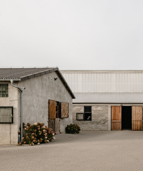 raw concrete, steel panels, and wood wrap wiercinski studio's equestrian center in poland