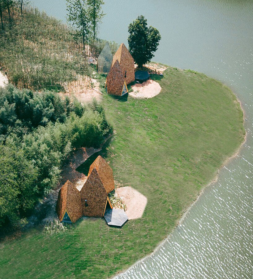 into the woods or out in the desert, how cabins employ unique forms to blend into nature