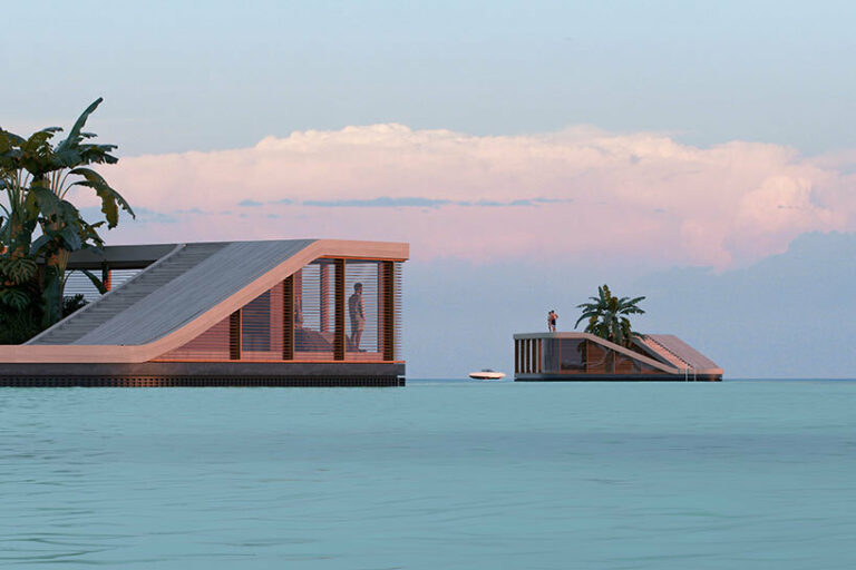 floating architecture by MAST: sauna, villa & climbing wall