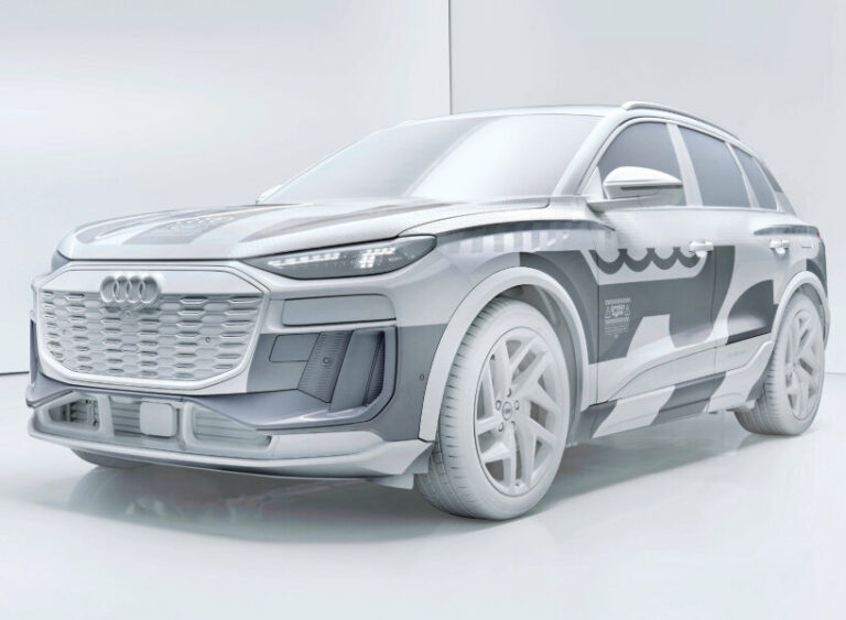 AUDI Q6 e-tron projects driving information on front windshield using ...