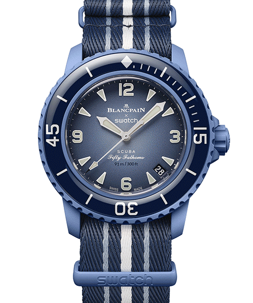 swatch x blancpain 'fifty fathom' collection is crafted from bioceramics and fishing nets