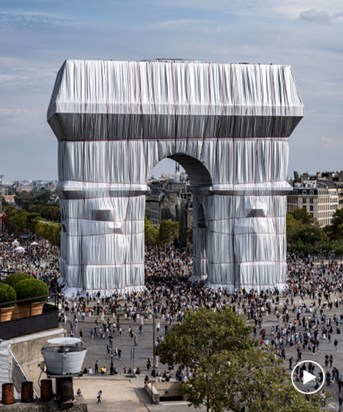 parley for the oceans recycles christo & jeanne-claude's 'l’arc de triomphe, wrapped'