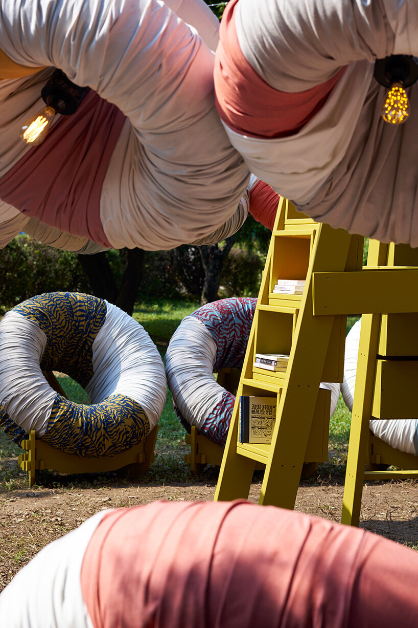 inflatable donut structures form izaskun chinchilla's interactive pavilion in south korea