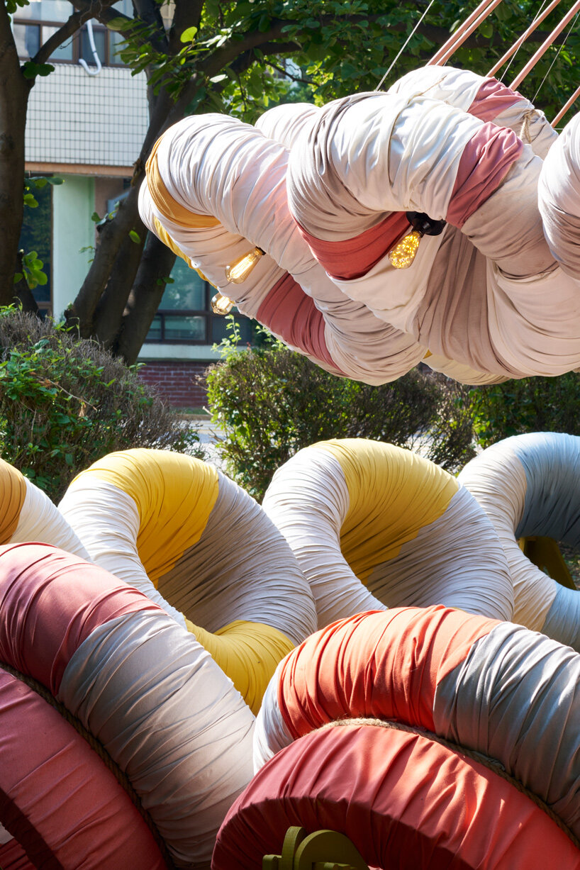 inflatable donut structures form izaskun chinchilla's interactive pavilion in south korea