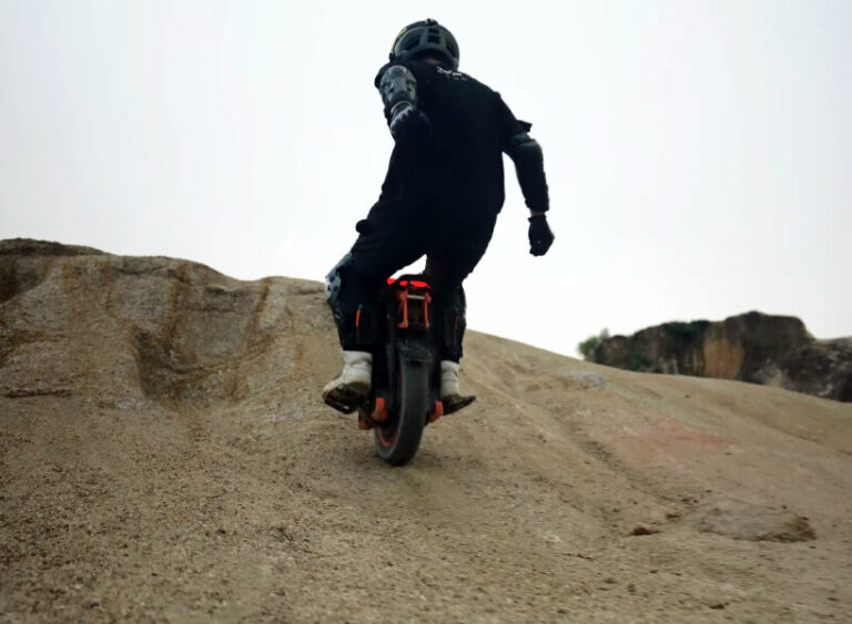 allterrain electric unicycle climbs hills, boulders and mountains for