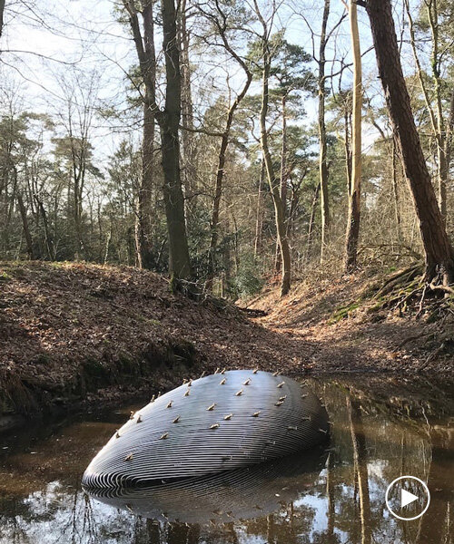 ronald van der meijs’ drop-shaped installation in dutch forest returns tap water to nature