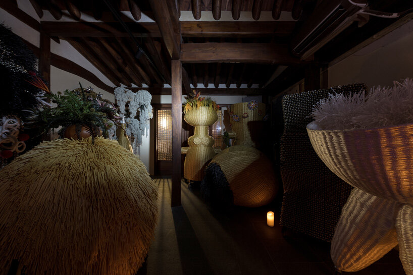 haegue yang's straw creatures take over 'latent dwelling' exhibition at kukje gallery hanok
