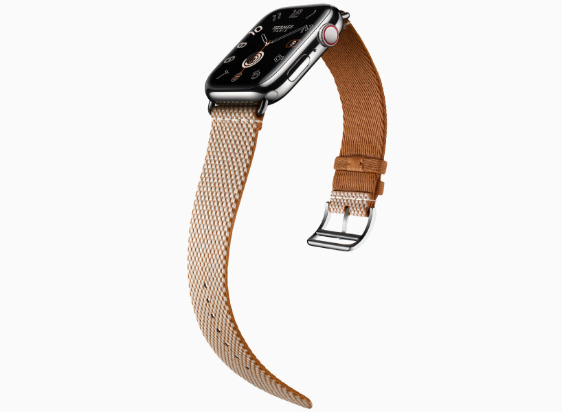 Hermes weaves first ever apple watch bands in knitted nylon with 3D pattern