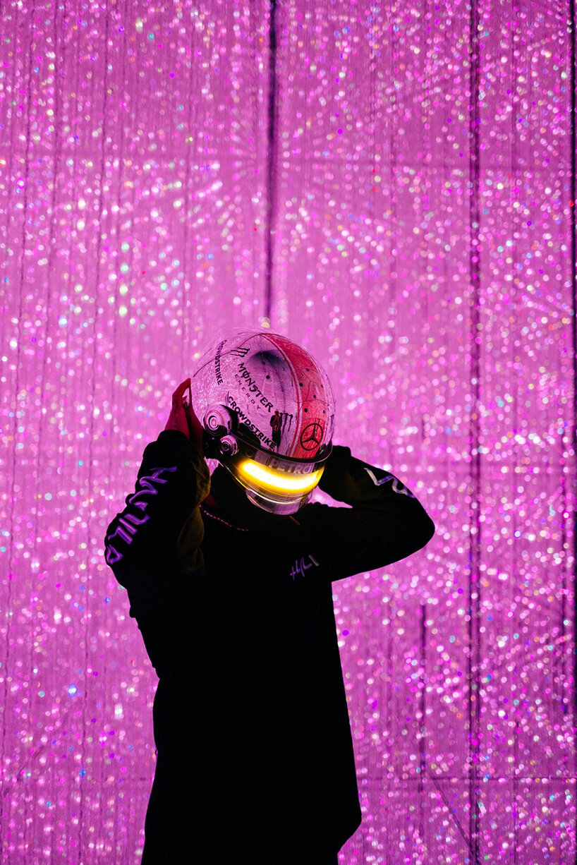 lewis hamilton teams up with hajime sorayama for new glossy racing helmet