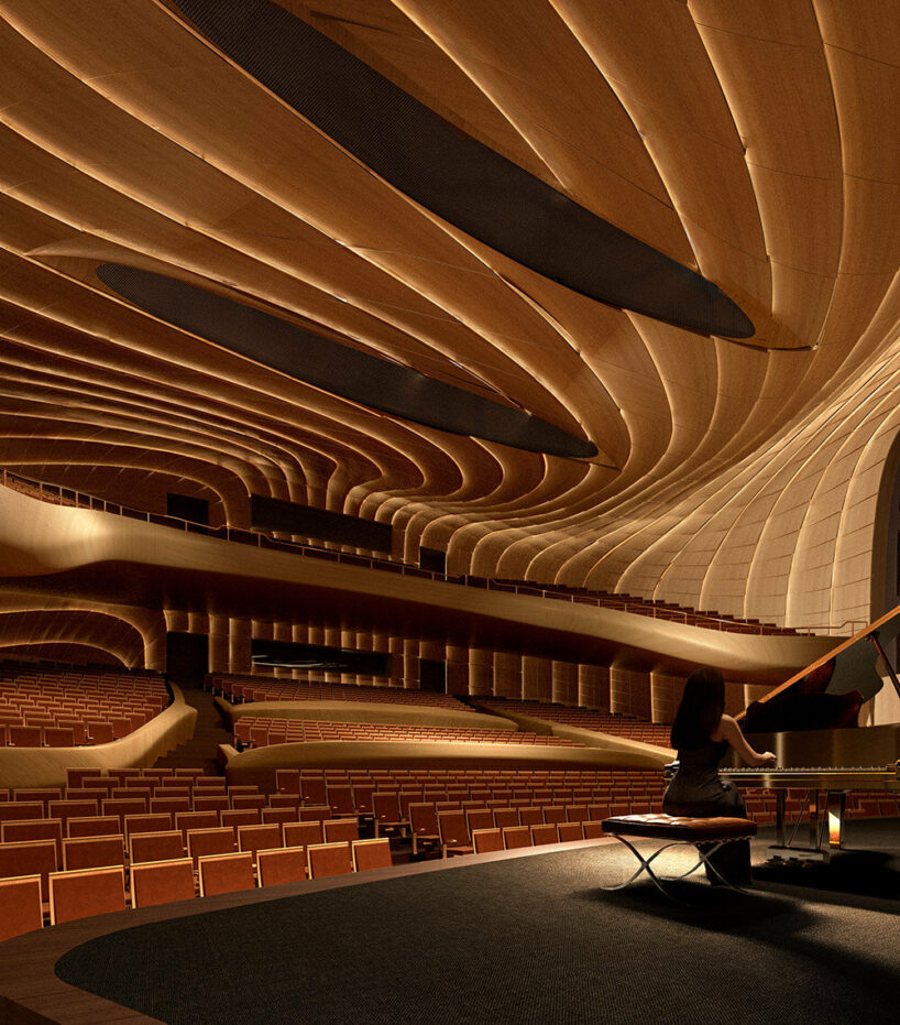 giant 'bamboo leaves' top MAD's anji culture and art center in china