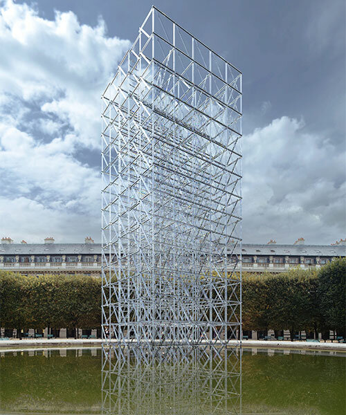 monumental glass grid installation by emmanuel barrois illuminates paris design week 2023