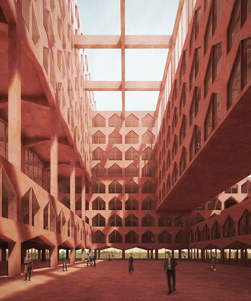 neri&hu plans camerich furniture factory with red-tinted concrete in jiaxing