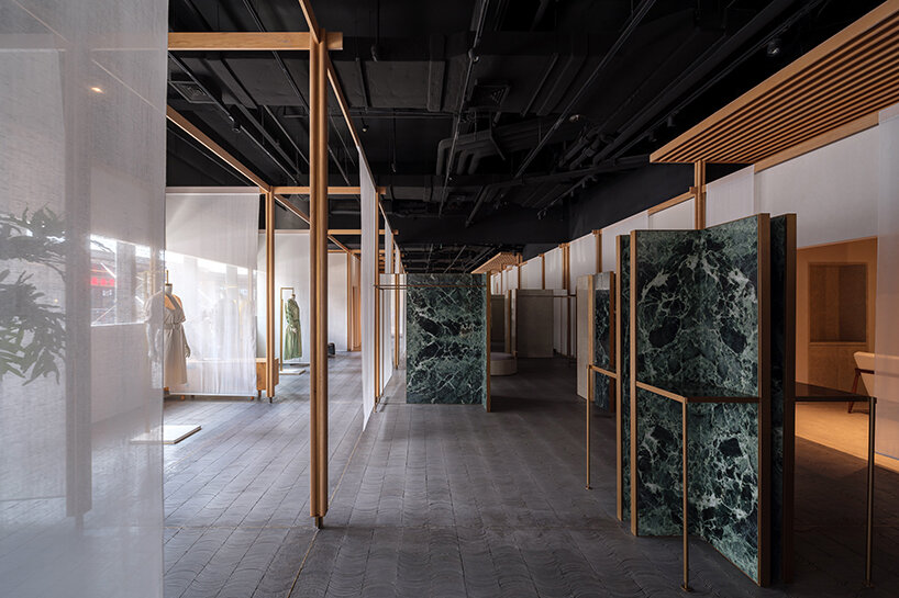 Traditional Chinese roof tiles decorate Blue Bottle Coffee shop in Shanghai