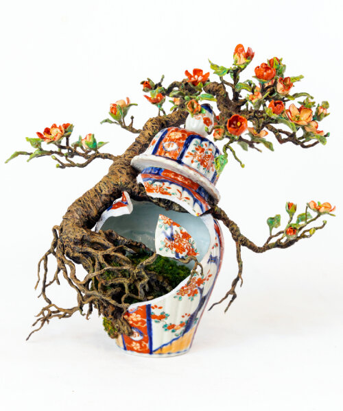 patrick bergsma's broken ceramic vases & crafted bonsai trees explore our bond with nature