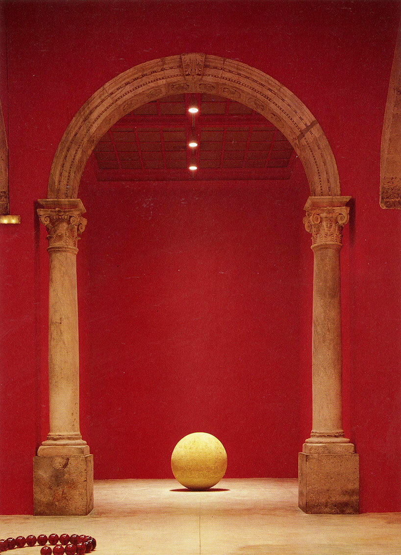 james lee byars retrospective fills milan's hangarbicocca with red hues & golden sculptures