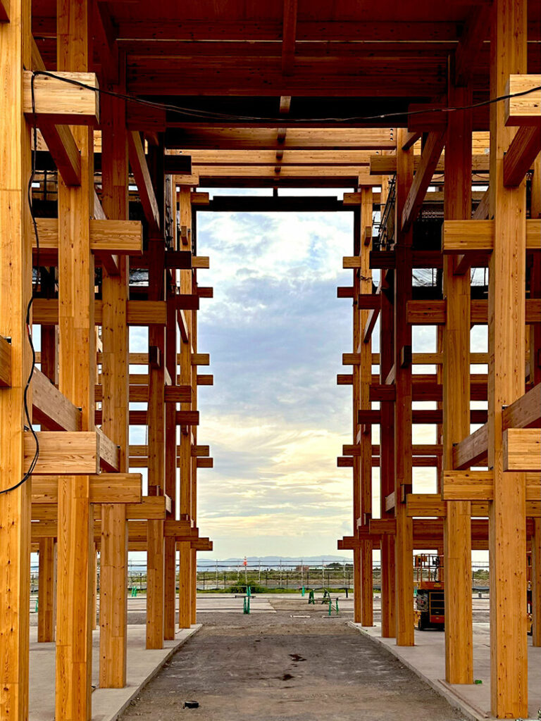 sou fujimoto’s wooden ring roof for expo 2025 osaka is underway