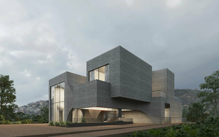 iranian team group plans this 'saya villa' in fluidly sculpted stone