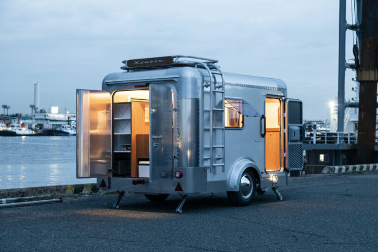 aluminum camping trailer with convertible interior can transform into