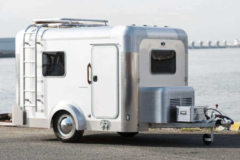 aluminum camping trailer with convertible interior can transform into