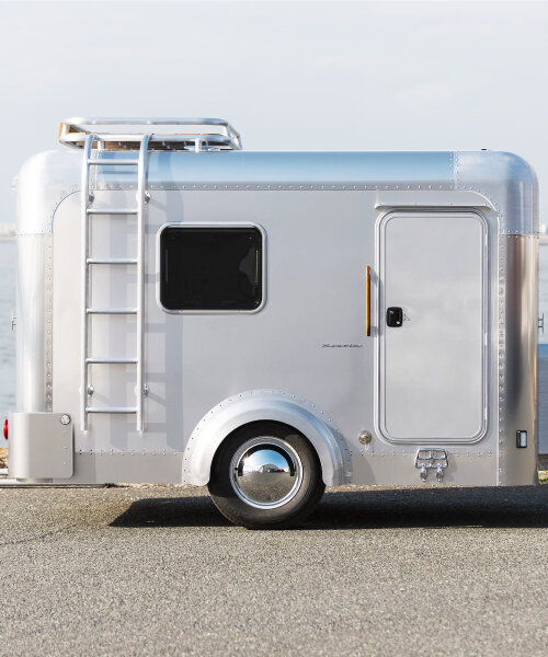 aluminum camping trailer with convertible interior can transform into towable food truck