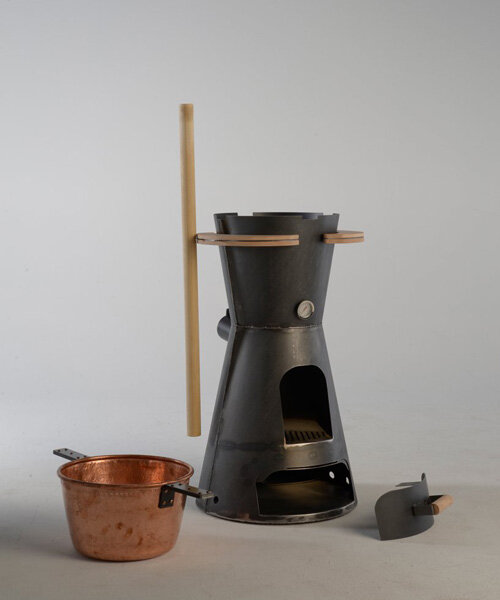 exuding rustic charm, loris dadda's 'zea' stove lets you prepare polenta taragna outdoors