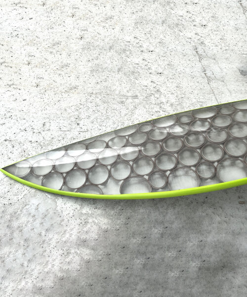 3D-printed surfboard made of upcycled algae ditches polyurethane foam for eco-wave riding