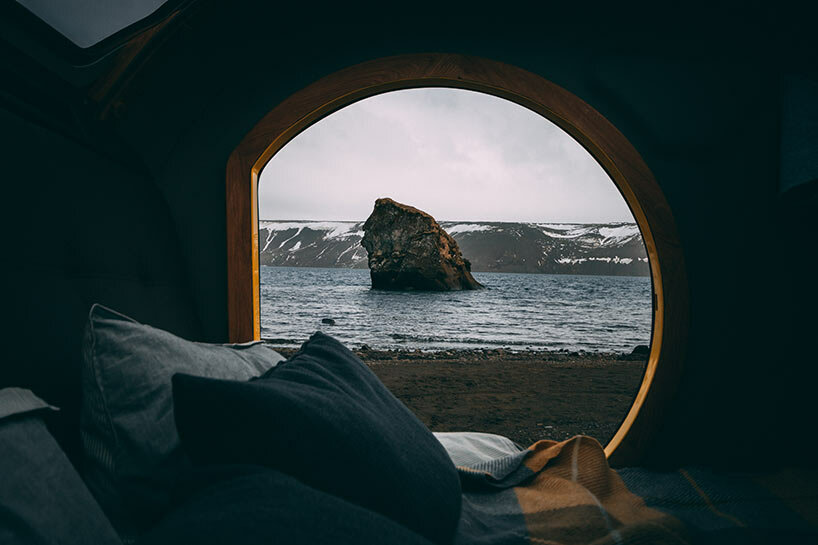 iceland's teardrop-shaped camper is electrified with ultra-light MINK-E