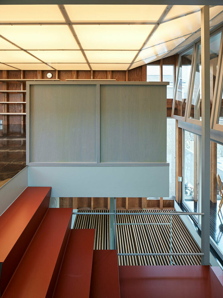 split-level platforms build up archidivision's dance floor house in tokyo