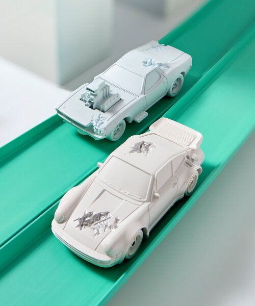 daniel arsham pairs with mattel for eroded rodger dodger and porsche 930 turbo hot wheels