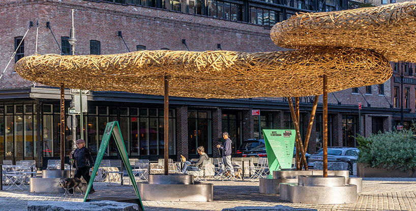 llLab weaves a 'bamboo cloud' design pavilion to float over lower manhattan