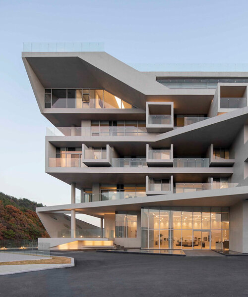 IDMM architects stacks angular concrete volumes to compose immersive hotel in korea