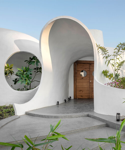 the grid architects' pravaah workspace in india curves and flows around native flora